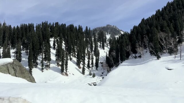 Breathtaking video footage of Sonmarg showcasing snow-capped Himalayan peaks, lush green valleys, flowing rivers, and pristine natural landscapes in Jammu and Kashmir.