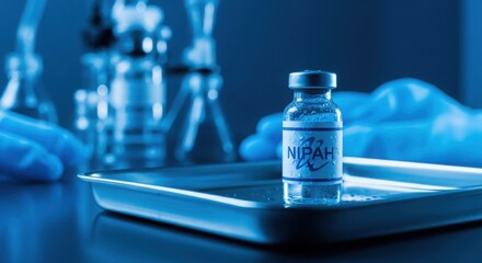 NIPAH Vaccine Vial in High-Security Laboratory Research Setting