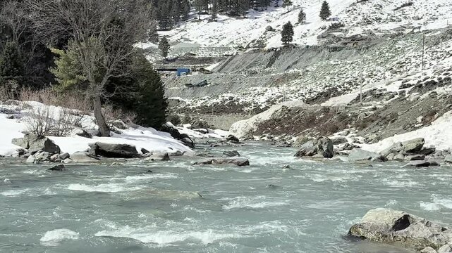 Breathtaking video footage of Sonmarg showcasing snow-capped Himalayan peaks, lush green valleys, flowing rivers, and pristine natural landscapes in Jammu and Kashmir.