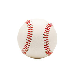 Baseball Sits on White Background Showing Its Red Stitching in a Simple Scene
