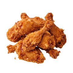 Crispy Fried Chicken Drumsticks Piled on a White Background Ready to Eat