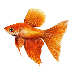 Fototapeta premium Guppy Fish, playful watercolor vector painting with subtle shadowing and soft gradients, isolated on a white background.