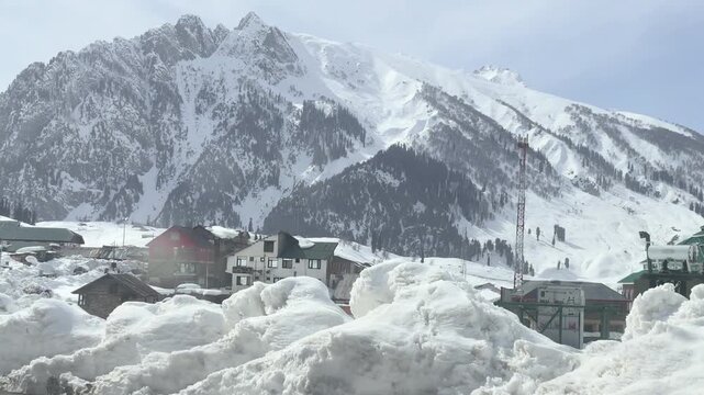 Scenic video of the mountain road and pathway leading to Sonmarg, passing through lush valleys, flowing rivers, and majestic Himalayan landscapes in Jammu and Kashmir.
