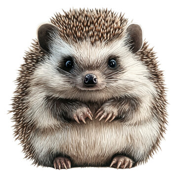 Hedgehog, playful watercolor vector painting with subtle shadowing and soft gradients, isolated on a white background.