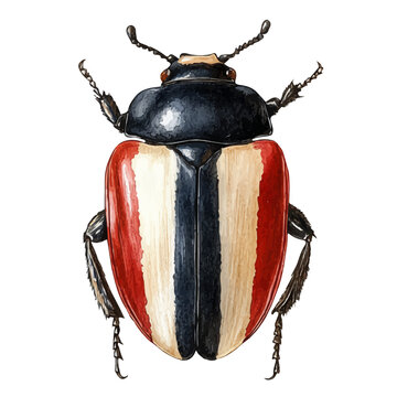 watercolor hand-drawn of Goliath Beetle, isolated on a white background.