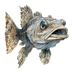 Obraz premium Goby Fish, elegant watercolor vector illustration with flowing lines and gentle color transitions, isolated on a white background.