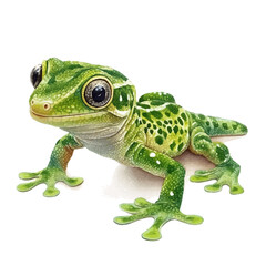 Obraz premium Gecko, serene watercolor vector artwork with smooth washes of color and refined textures, isolated on a white background.