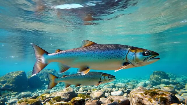 Two fish swimming underwater