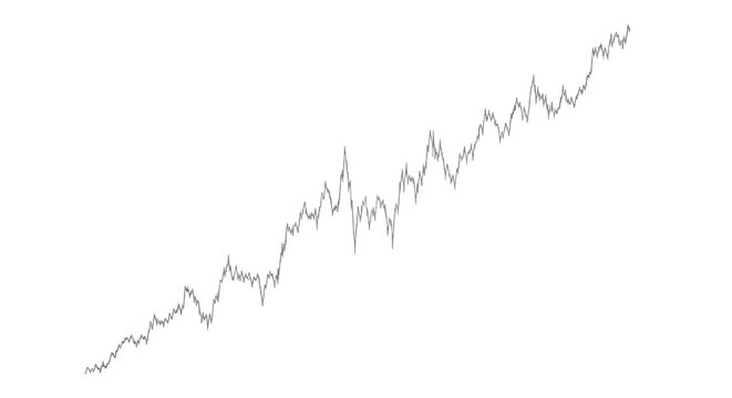 Stock market graph rising trend line chart with upward growth in transparent background