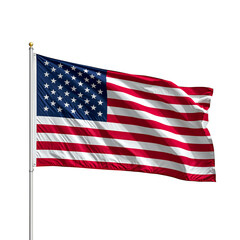 Fototapeta premium Waving United States Flag on a Flagpole During the Day With Blue Sky