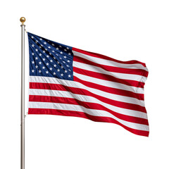 Obraz premium American Flag Waving in the Wind on a Flagpole Against a Clear Sky