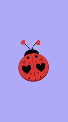 Naklejka premium Cute Ladybug with Heart Spots – Love and Valentine Illustration