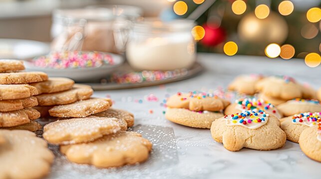 People gather around the decorating station with colorful icing bags ready to add designs on cookies. This scene captures the spirit of holiday fun and creativity