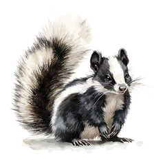 Fototapeta premium Skunk, vibrant watercolor vector, isolated on a white background, high quality and detailed design.