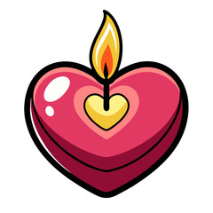 Fototapeta premium A heart-shaped candle with a flame on transparent background