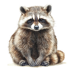 Obraz premium Raccoon, high quality watercolor, isolated on a white background, vibrant details.