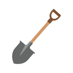 Illustration of a simple garden shovel with a wooden handle © MDSAJEEB