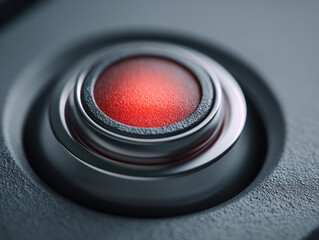 Red Glowing Button Close-Up