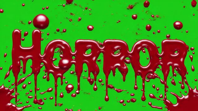 Horror title dripping blood effect on green screen
