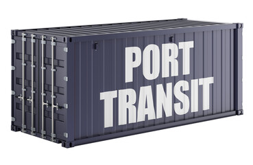 Port Transit concept with shipping container. 3D rendering