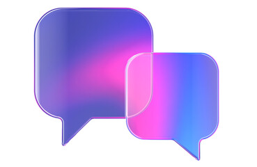 Transparent gradient chat bubbles icon, messaging and communication concept. 3D rendering