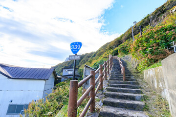 秋の階段国道339号　青森県東津軽郡　Autumn Stairs National Route 339. Aomori Pref, Higashitsugaru District.