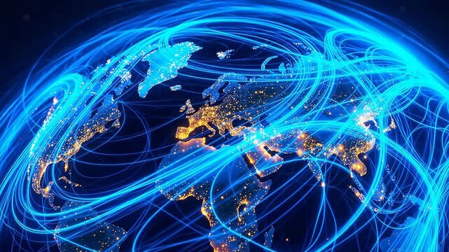 Globe with glowing network connections