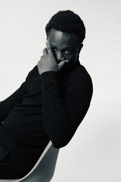 Man Covers Face Dramatic Portrait
