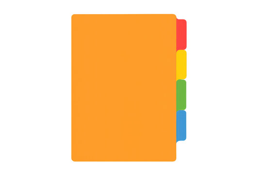 Orange file folder with colorful index tab dividers