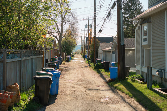 Back alley in Canadian suburbs 