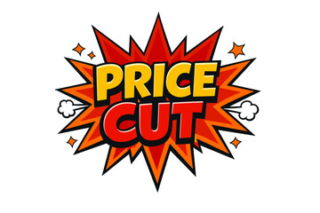 Explosive price cut announcement in bold comic style