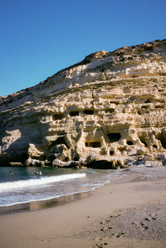 Idyllic wave breaking on the shore on Greek island 