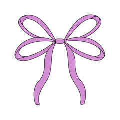 Purple line ribbon bow vector illustration