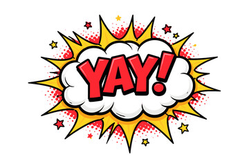 Excited comic book style yay! expression in bold pop art design