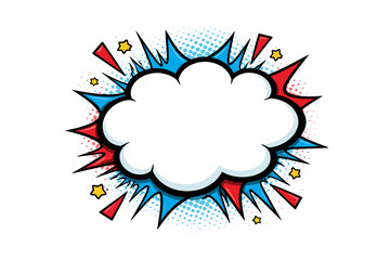 Obraz premium Colorful comic book explosion cloud with stars and rays