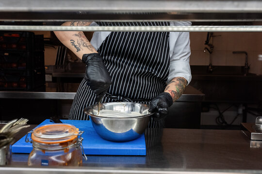 Cook mixing ingredients in bowl 