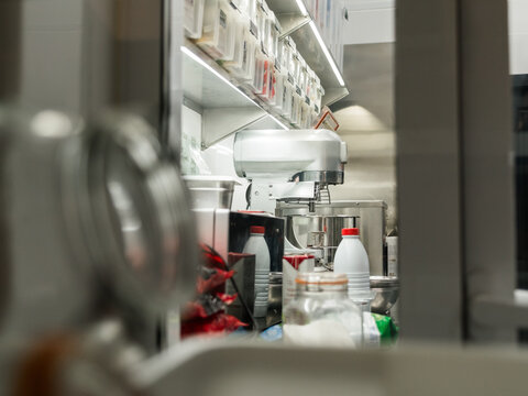 Kitchen With Mixer and Utensils