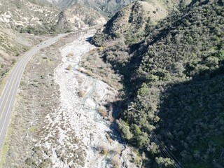A UAV Drone Aerial Survey of  The Mill Creek Strand of the San Andreas Fault in California along Highway 38 near Forest Falls and Yucaipa looking at the landforms caused by Plate Tectonics 
