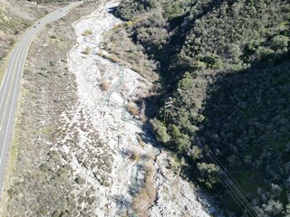 A UAV Drone Aerial Survey of  The Mill Creek Strand of the San Andreas Fault in California along Highway 38 near Forest Falls and Yucaipa looking at the landforms caused by Plate Tectonics 
