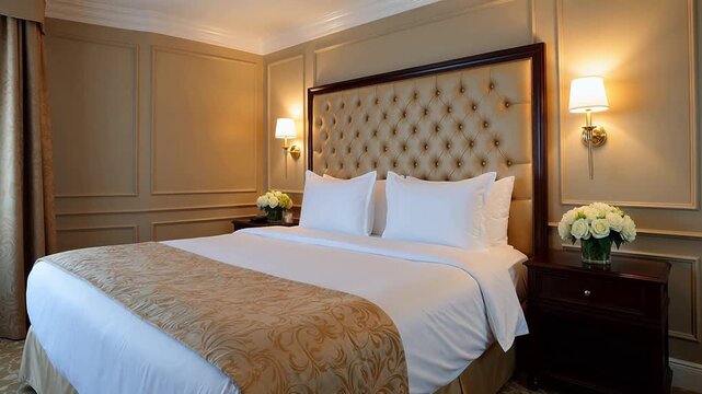 Luxury hotel bedroom interior