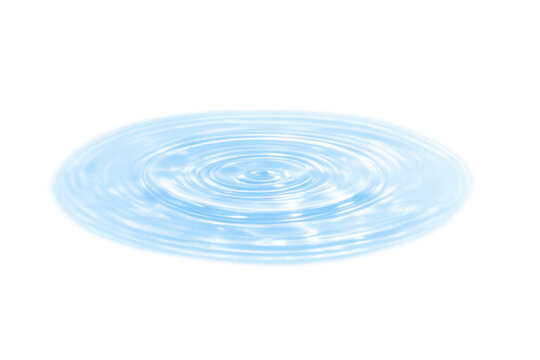 Water ripple effect creating concentric blue circle waves with a transparent alpha channel background
