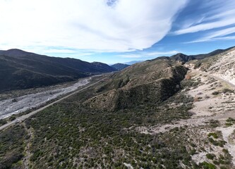 A UAV Drone Aerial Survey of  The Mill Creek Strand of the San Andreas Fault in California along Highway 38 near Forest Falls and Yucaipa looking at the landforms caused by Plate Tectonics 