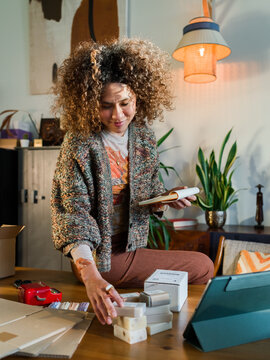Woman working at home