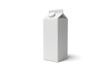 Blank White Milk Carton Mockup Isolated on White Background Realistic 3D Illustration of Beverage Juice Box Packaging for Dairy Branding and Liquid Container Template