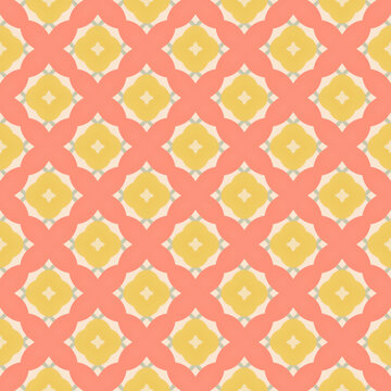 Seamless yellow geometric pattern with abstract retro shapes and minimalist lines. Modern aesthetic background for wallpaper, textile design, and creative digital art in high resolution.