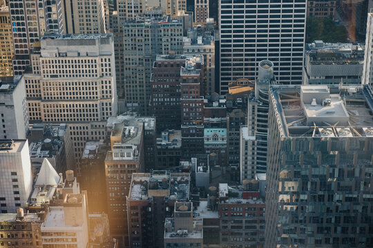 City Skyline View Showcasing Urban Buildings at Sunset