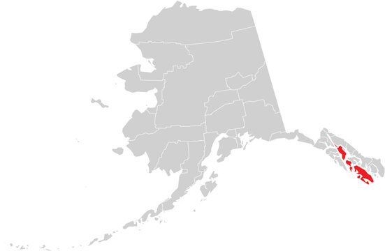 Prince of Wales Hyder Borough on Alaska State Map Design Editable