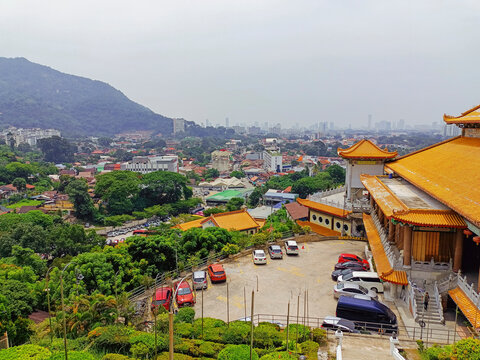 City View From Kek Lok Si Temple With Mountains in the Background