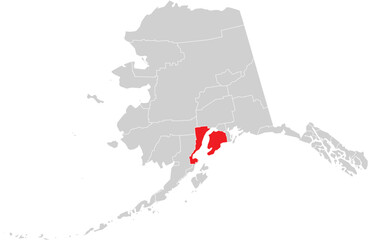 Fototapeta premium Kenai Peninsula Borough on Alaska State Map Design Editable