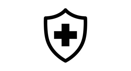 Obraz premium Medical cross shield icon representing health protection, safety, and security. Healthcare emergency support symbol.